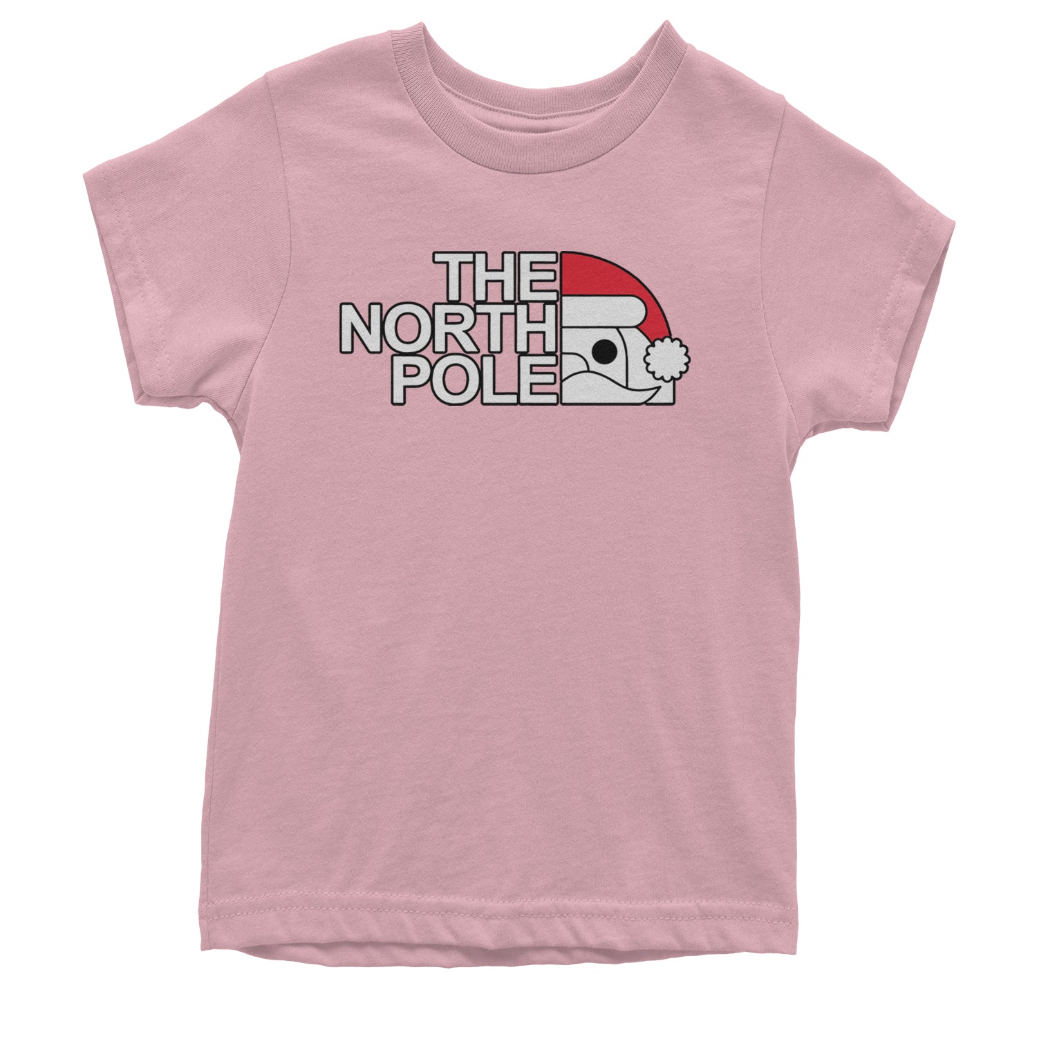 The North Pole Santa Face Youth T-shirt Light Pink