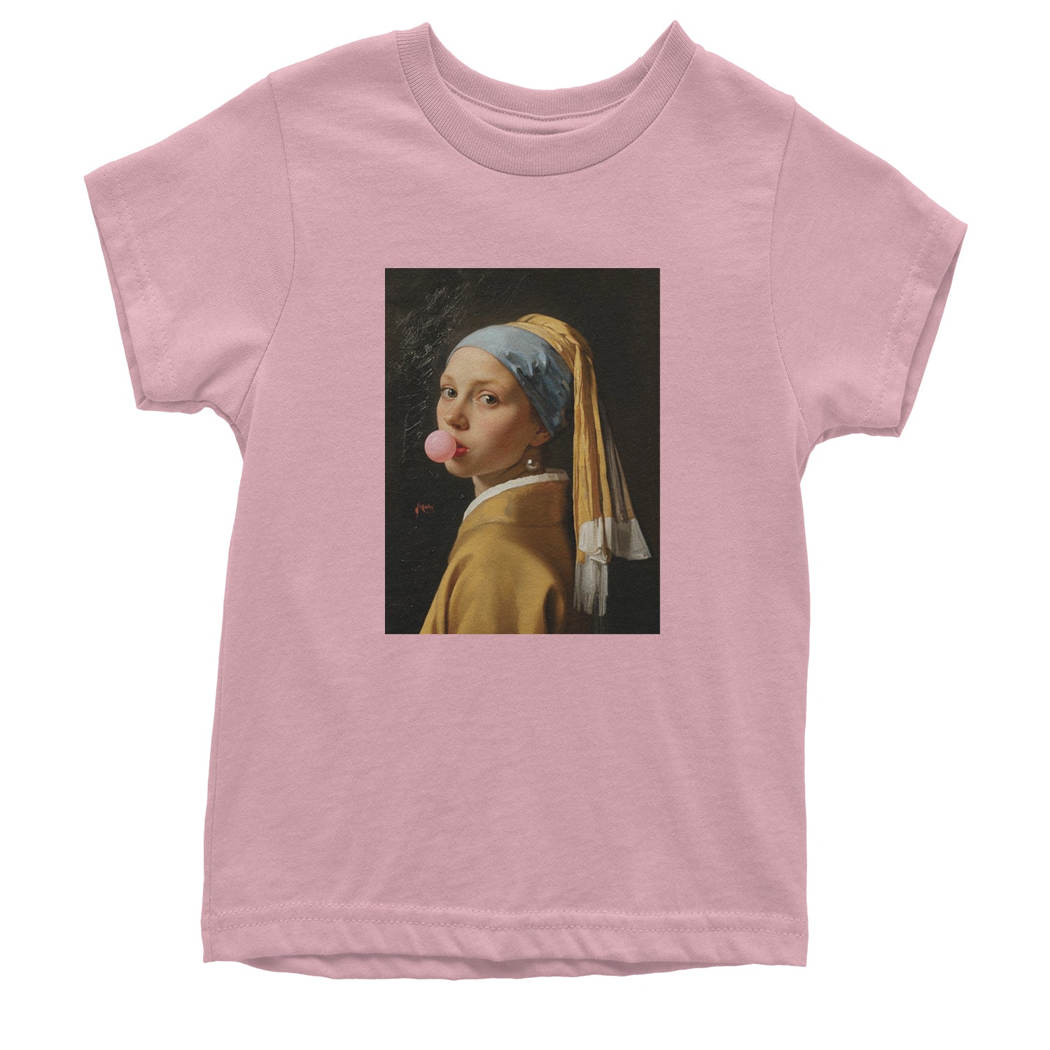 Girl with a Pearl Earring Bubble Gum Contemporary Art Youth T-shirt Light Pink