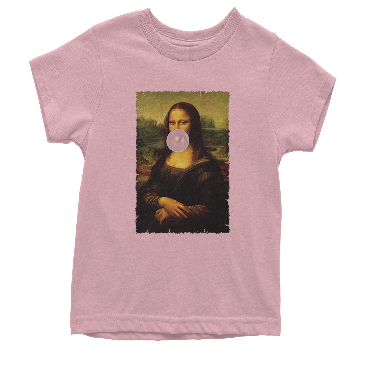 Mona Lisa Smile Pink Bubble Gum Da Vinci Icon Youth T-shirt Light Pink