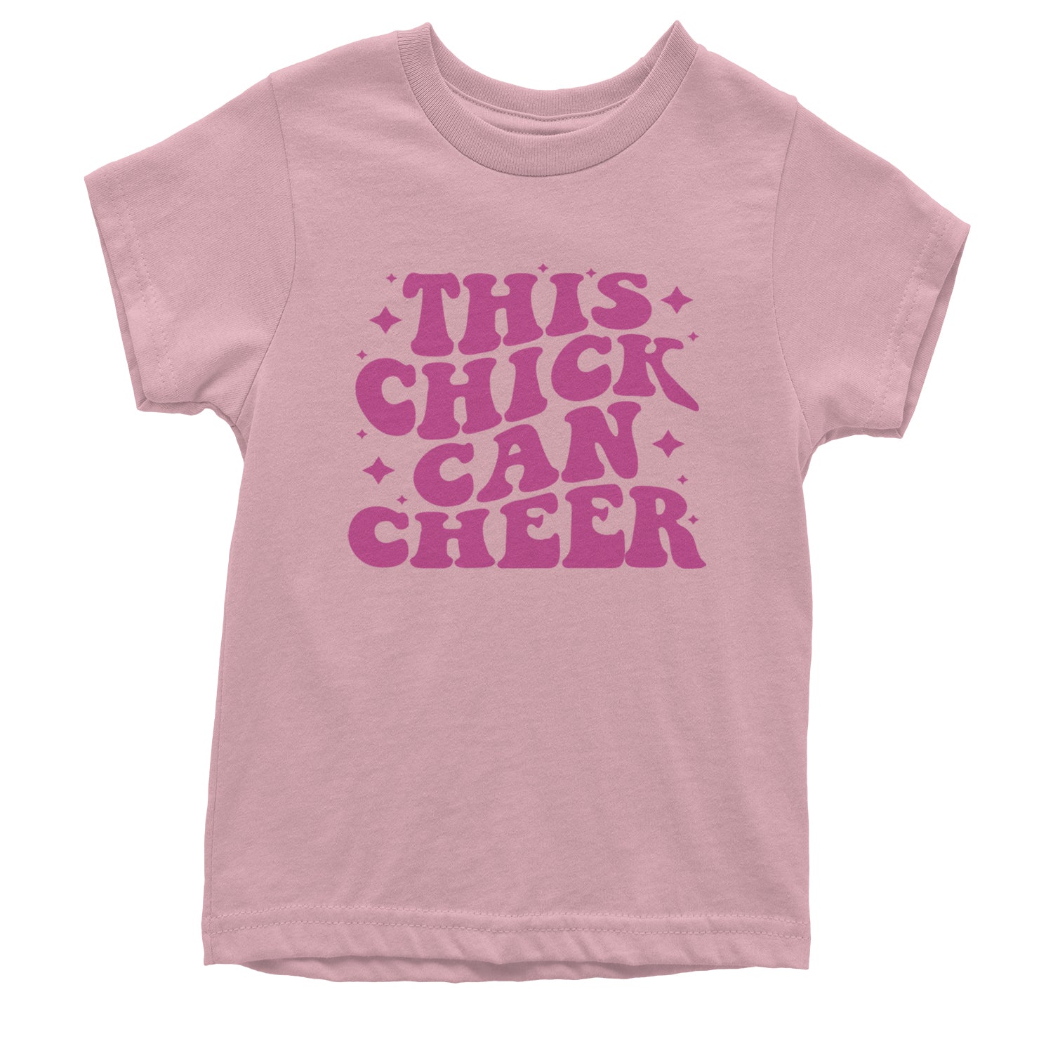 This Chick Can Cheer Youth T-shirt Light Pink