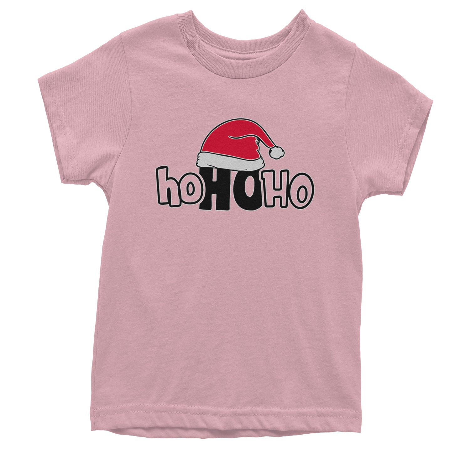 Ho Ho Ho Santa Christmas Hat Youth T-shirt Light Pink