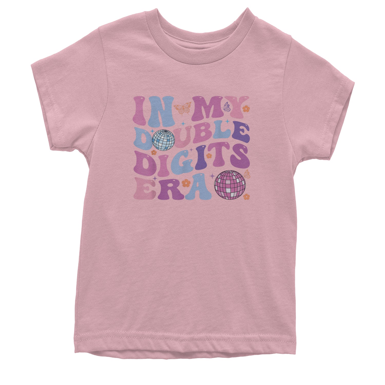 In My Double Digits Era Retro 10 Year Old 10th Birthday Youth T-shirt Light Pink