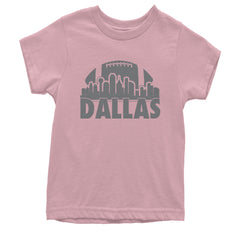 Dallas Texas Skyline Youth T-shirt Light Pink