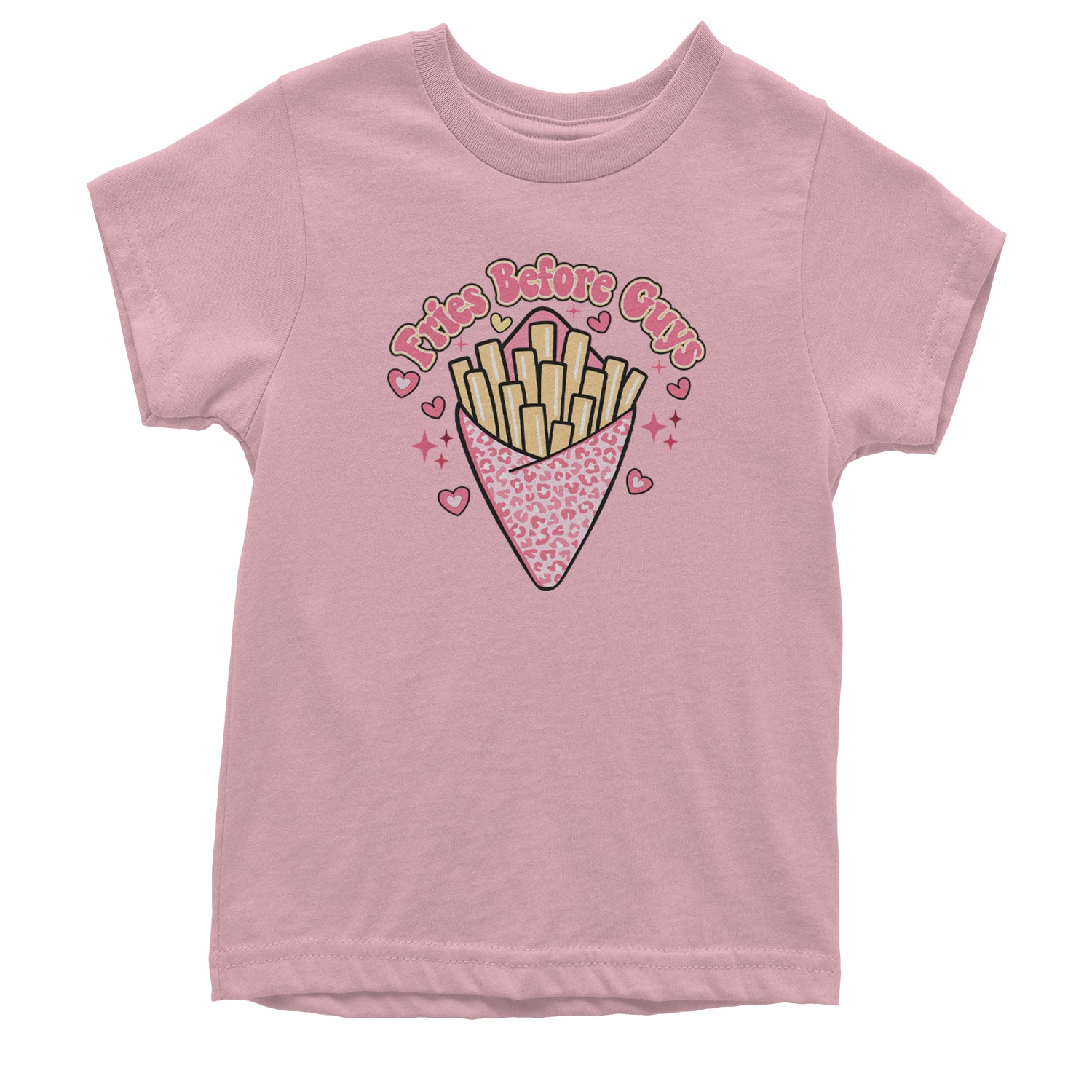 Fries Before Guys Youth T-shirt Light Pink