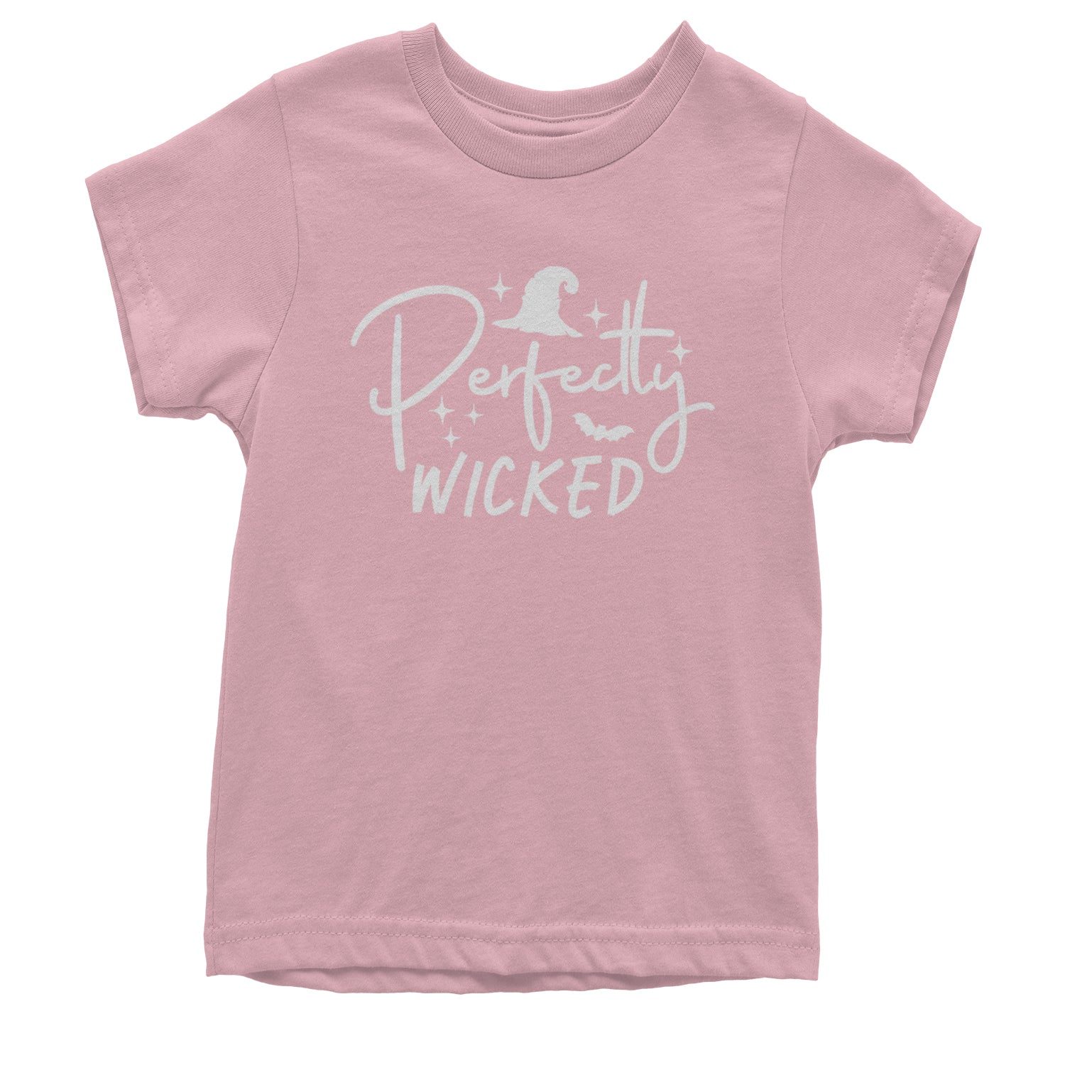 Perfectly Wicked Witchy Halloween Youth T-shirt Light Pink