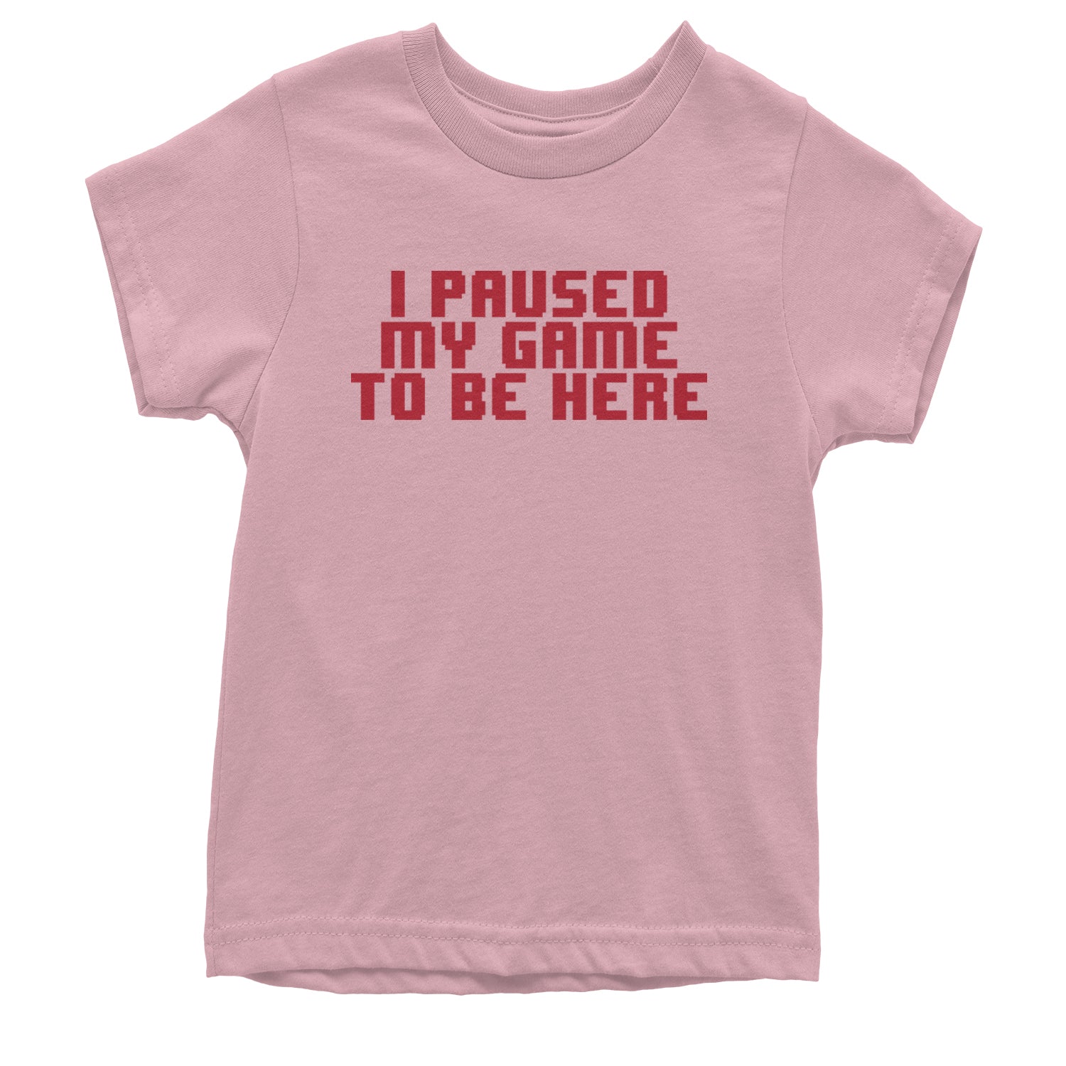 I Paused My Game To Be Here Funny Video Gamer Youth T-shirt Light Pink