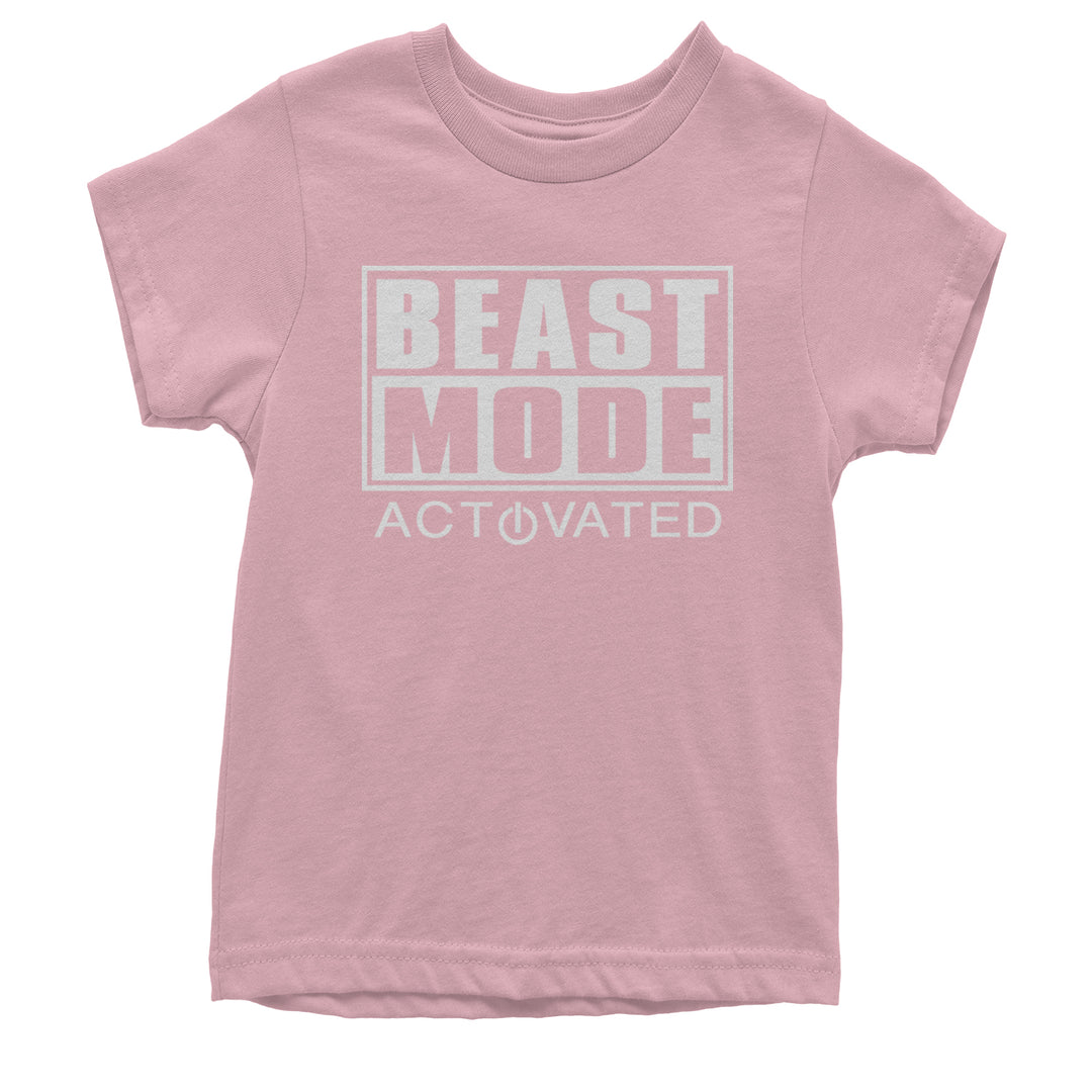 Activated Beast Mode Workout Gym Clothing Youth T-shirt Light Pink