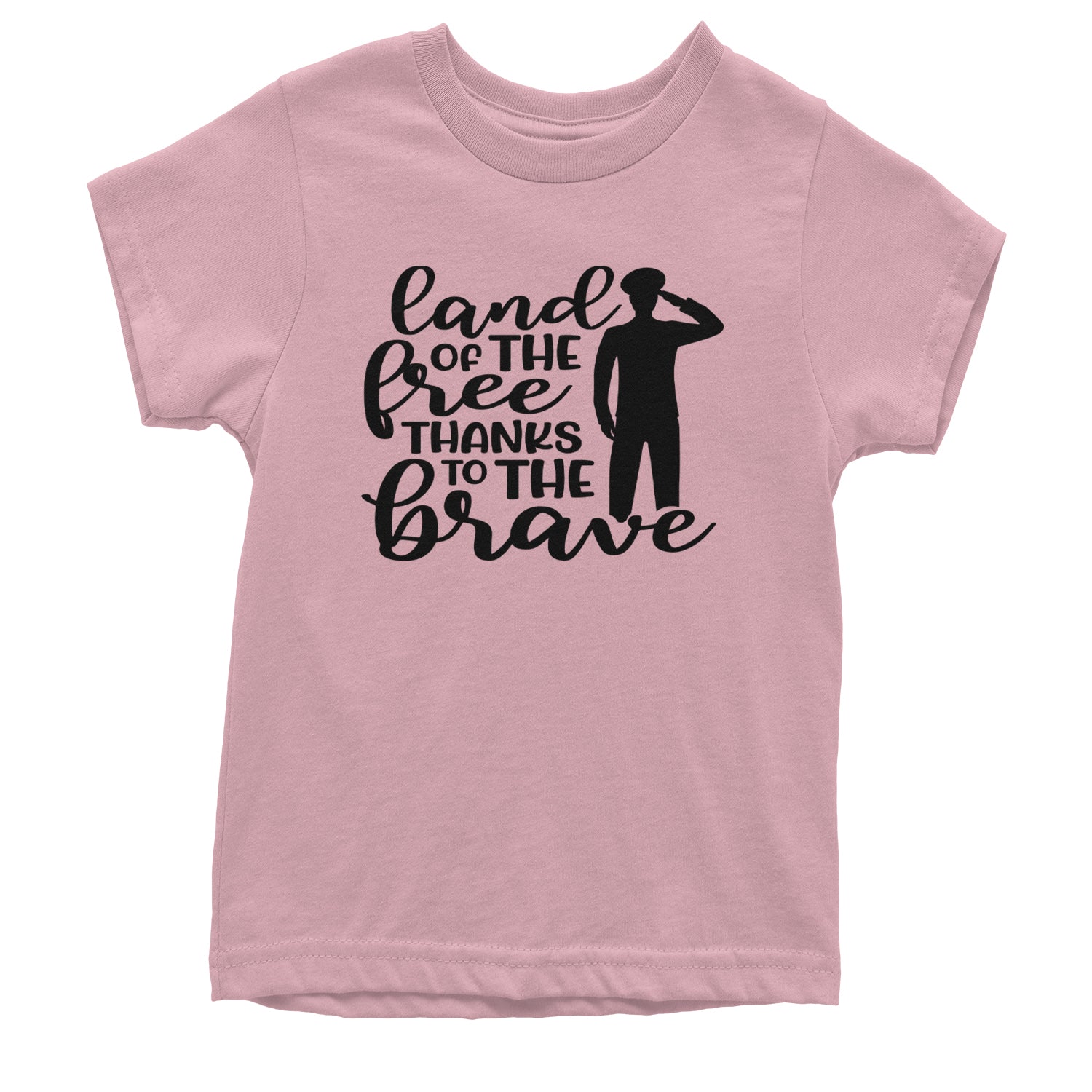 Land Of The Free Thanks To The Brave Veterans Youth T-shirt Light Pink