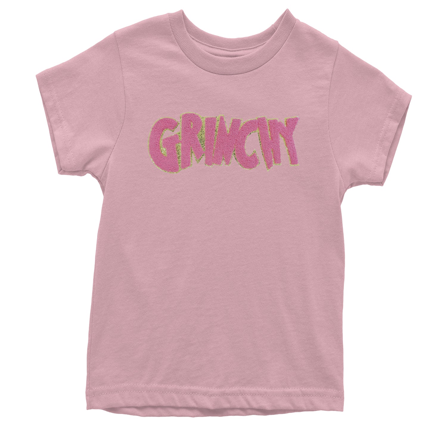 Pink Gr-nchy Chenille Patch Youth T-shirt Light Pink