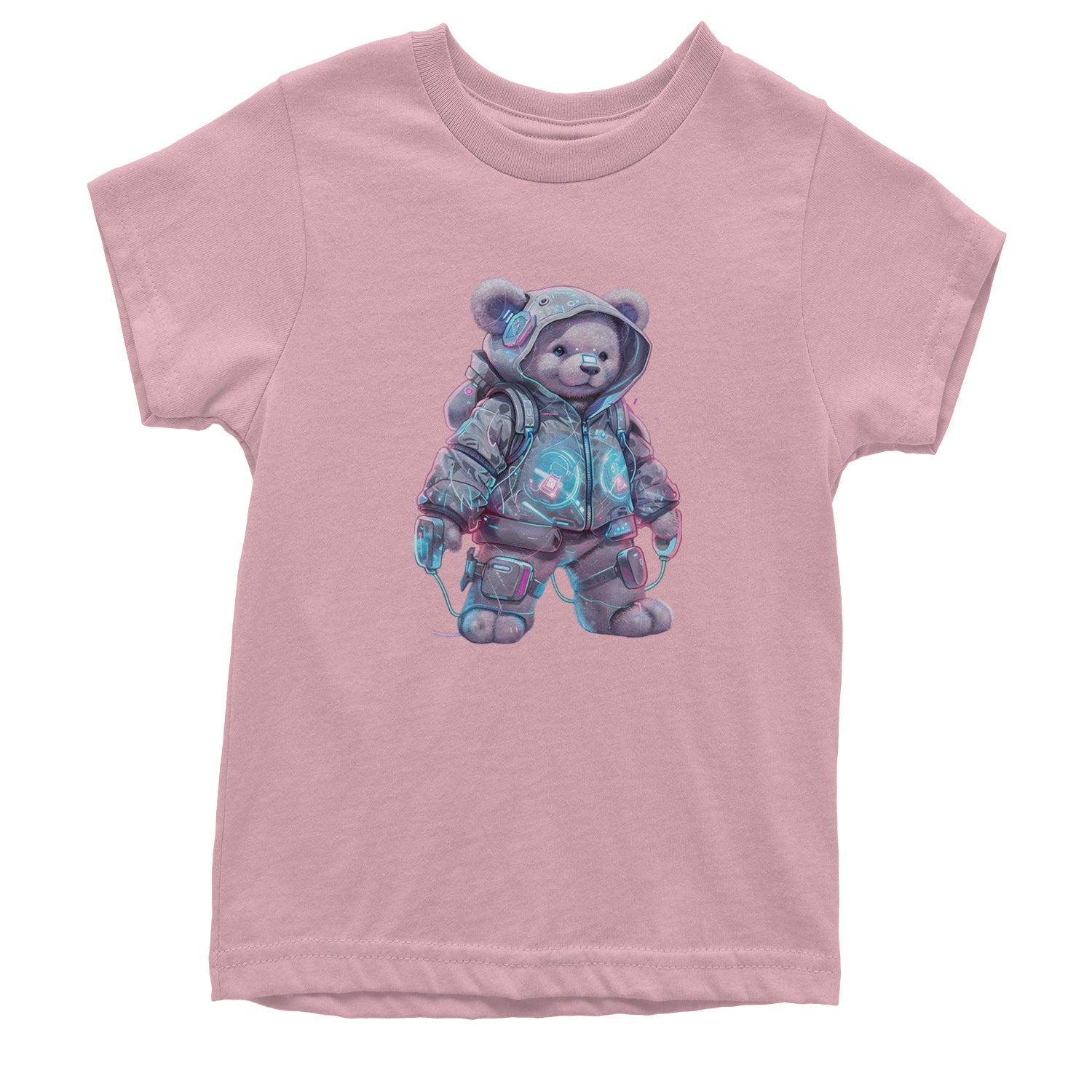 Cyberpunk Adventure Urban Graffiti Bear Youth T-shirt Light Pink