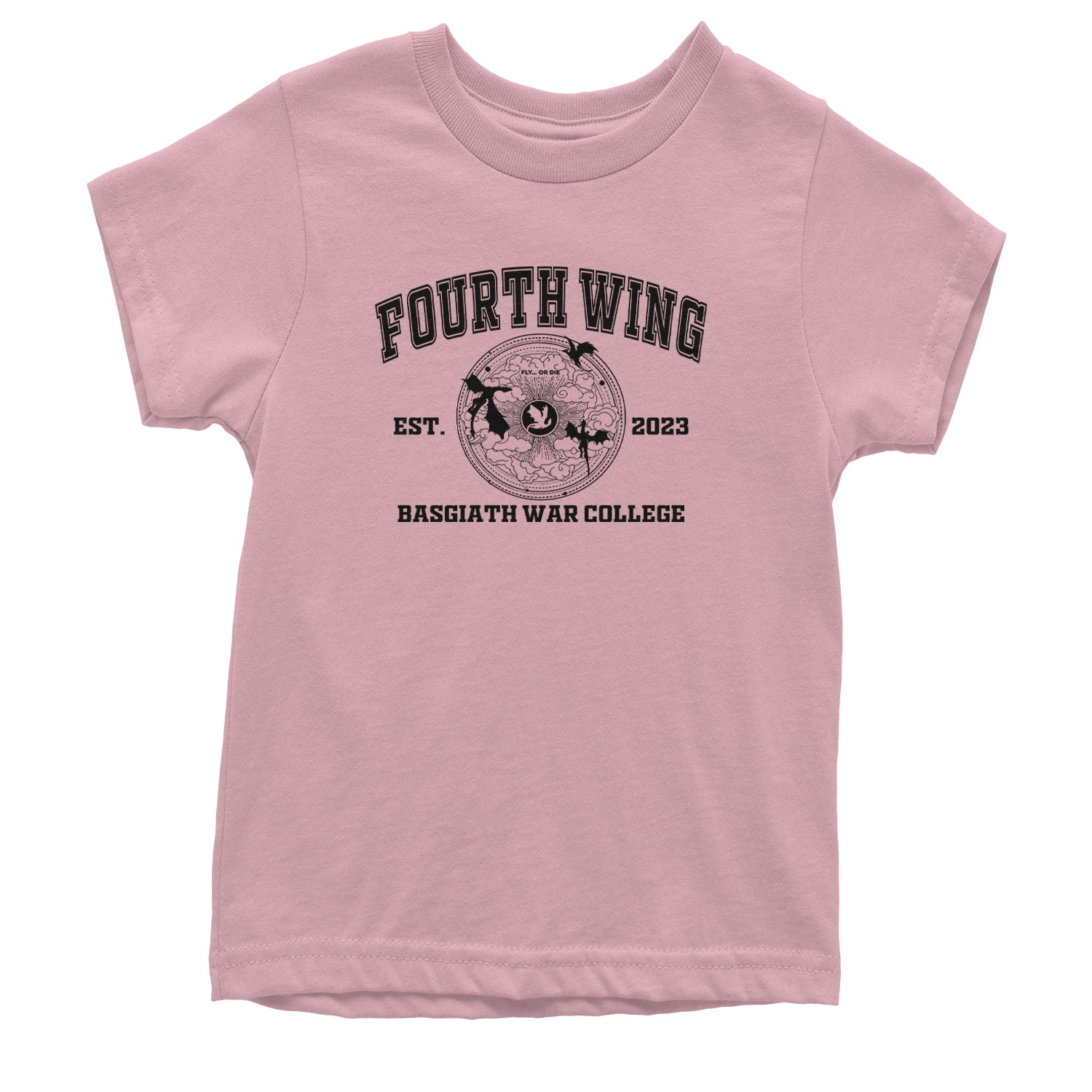 Fourth Wing Basgiath War College Youth T-shirt Light Pink