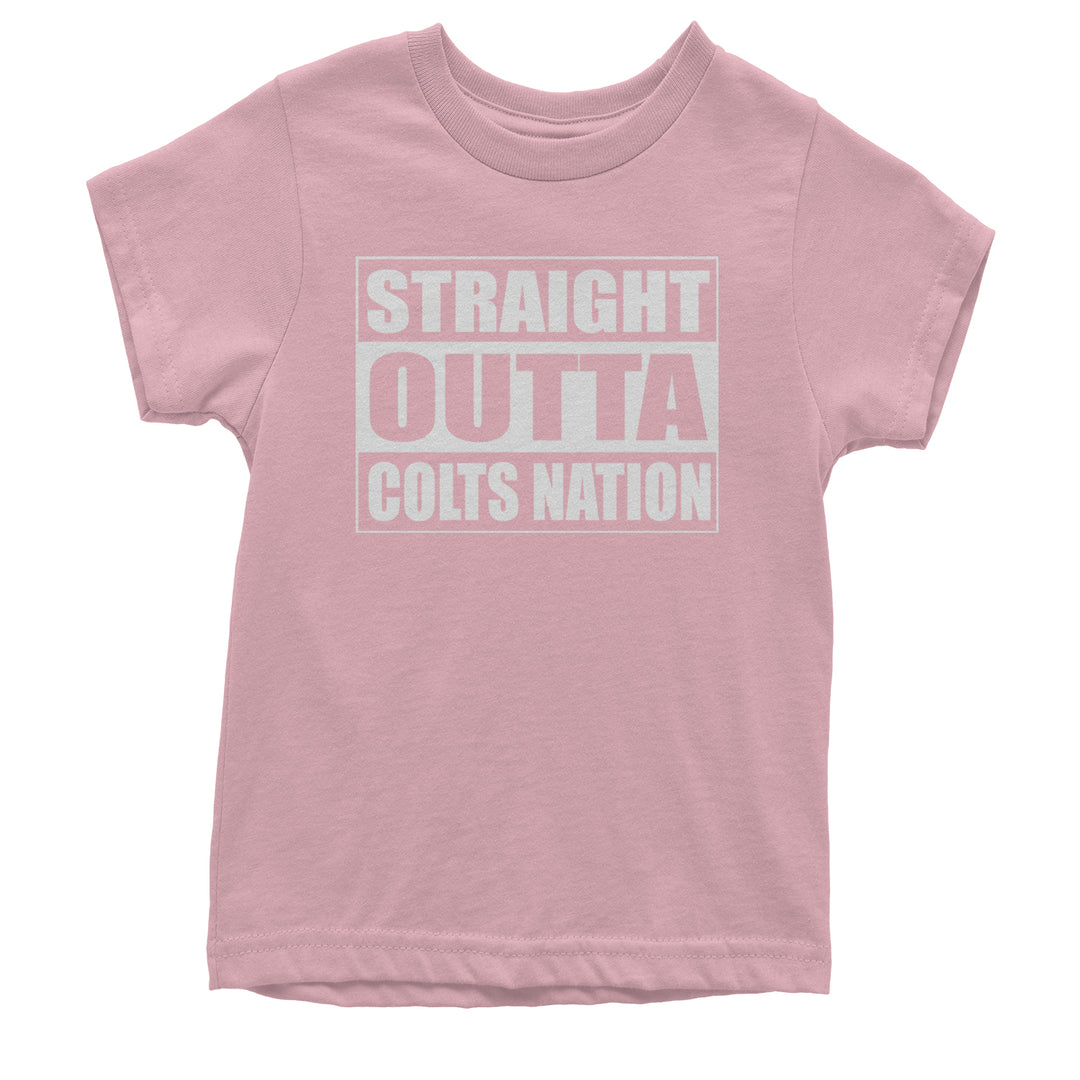 Straight Outta Colts Nation Football  Youth T-shirt Light Pink