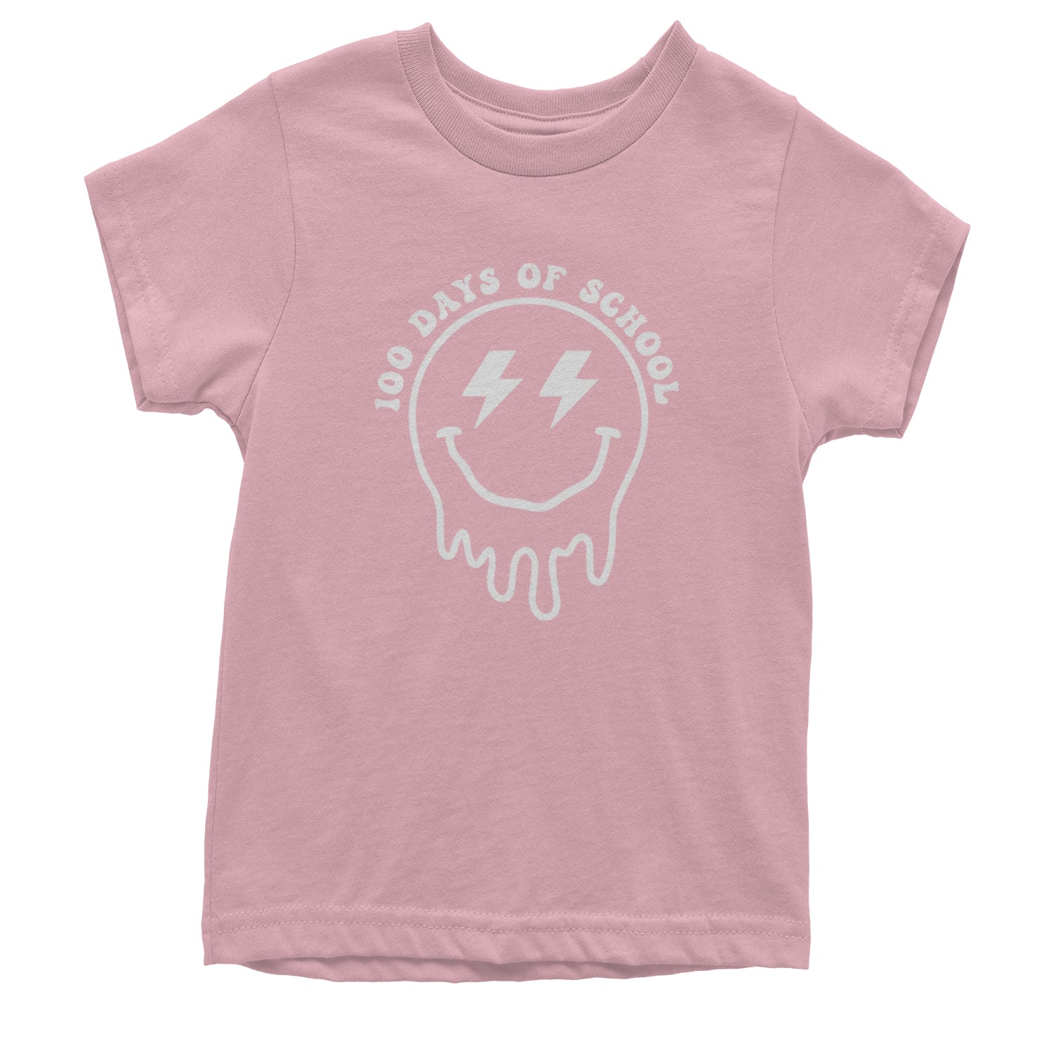 Melting Smile Face 100 Days Of School Youth T-shirt Light Pink