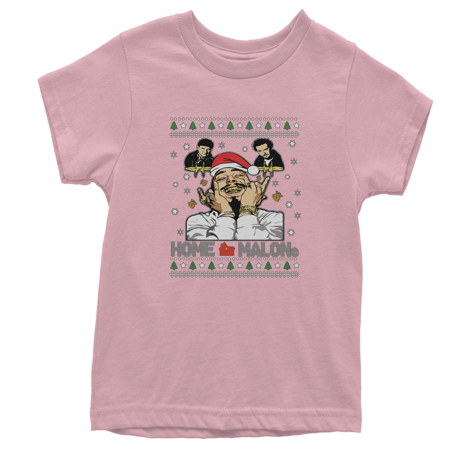 Home Malone Ugly Christmas Youth T-shirt Light Pink