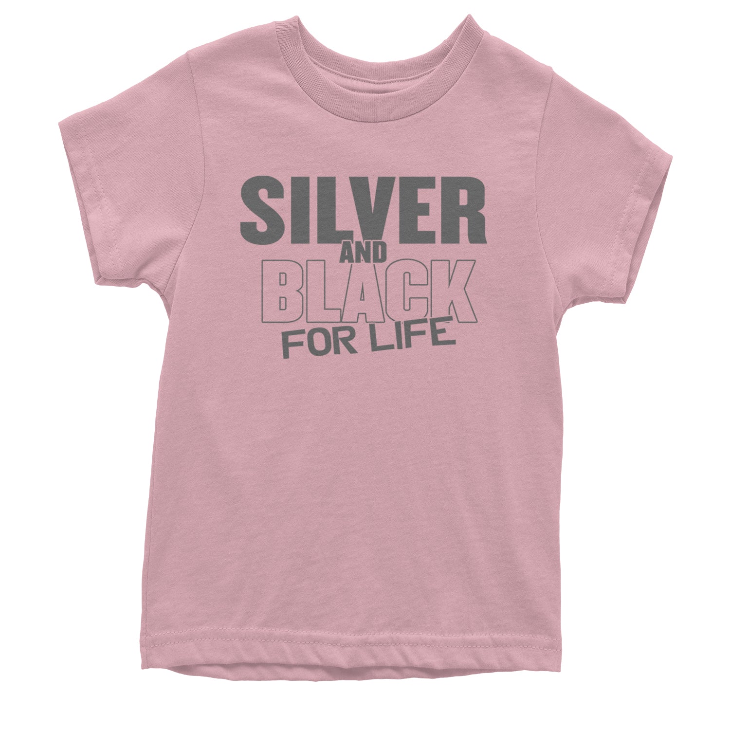 Silver And Black For Life Football Fan Youth T-shirt Light Pink