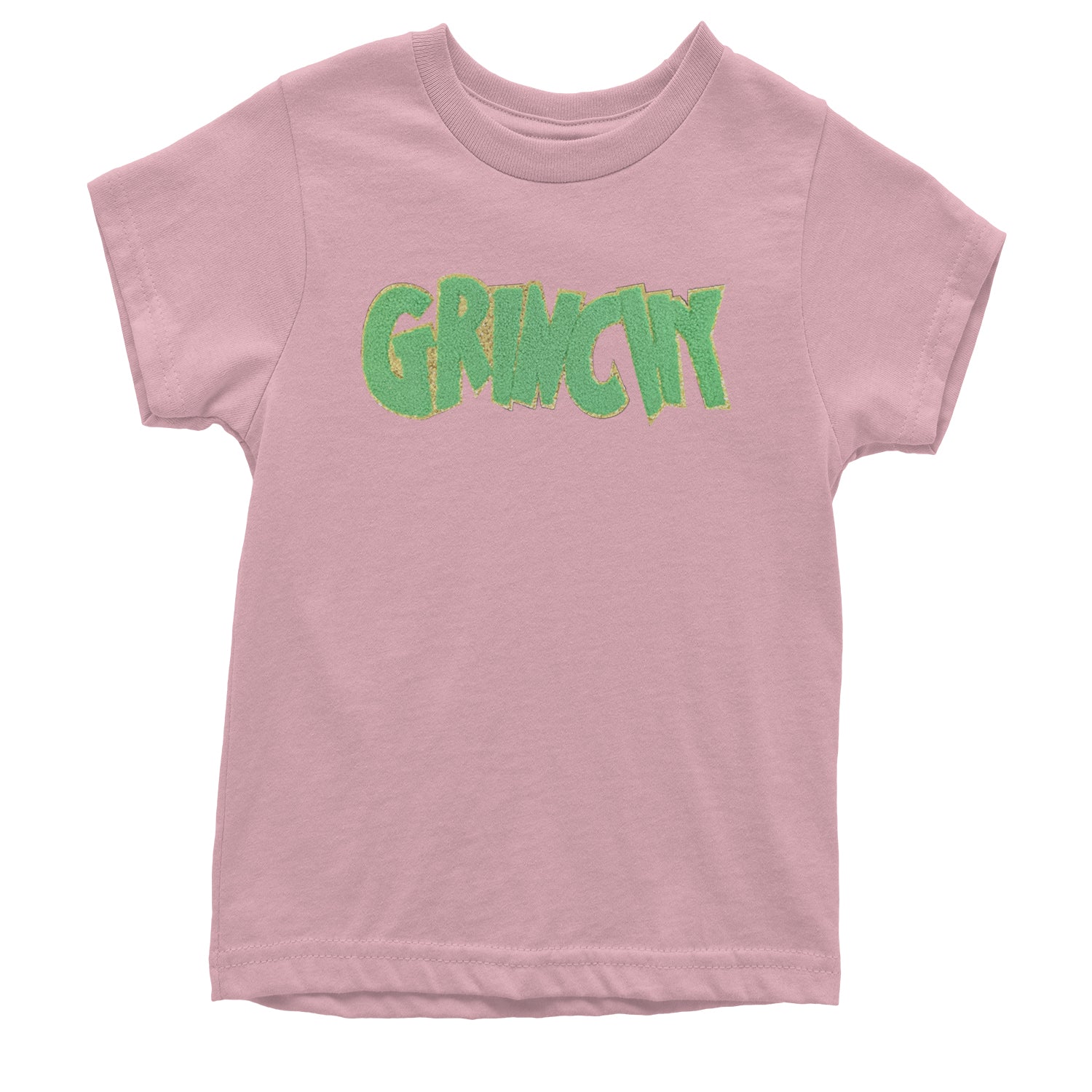 Green Gr-nchy Chenille Patch Youth T-shirt Light Pink