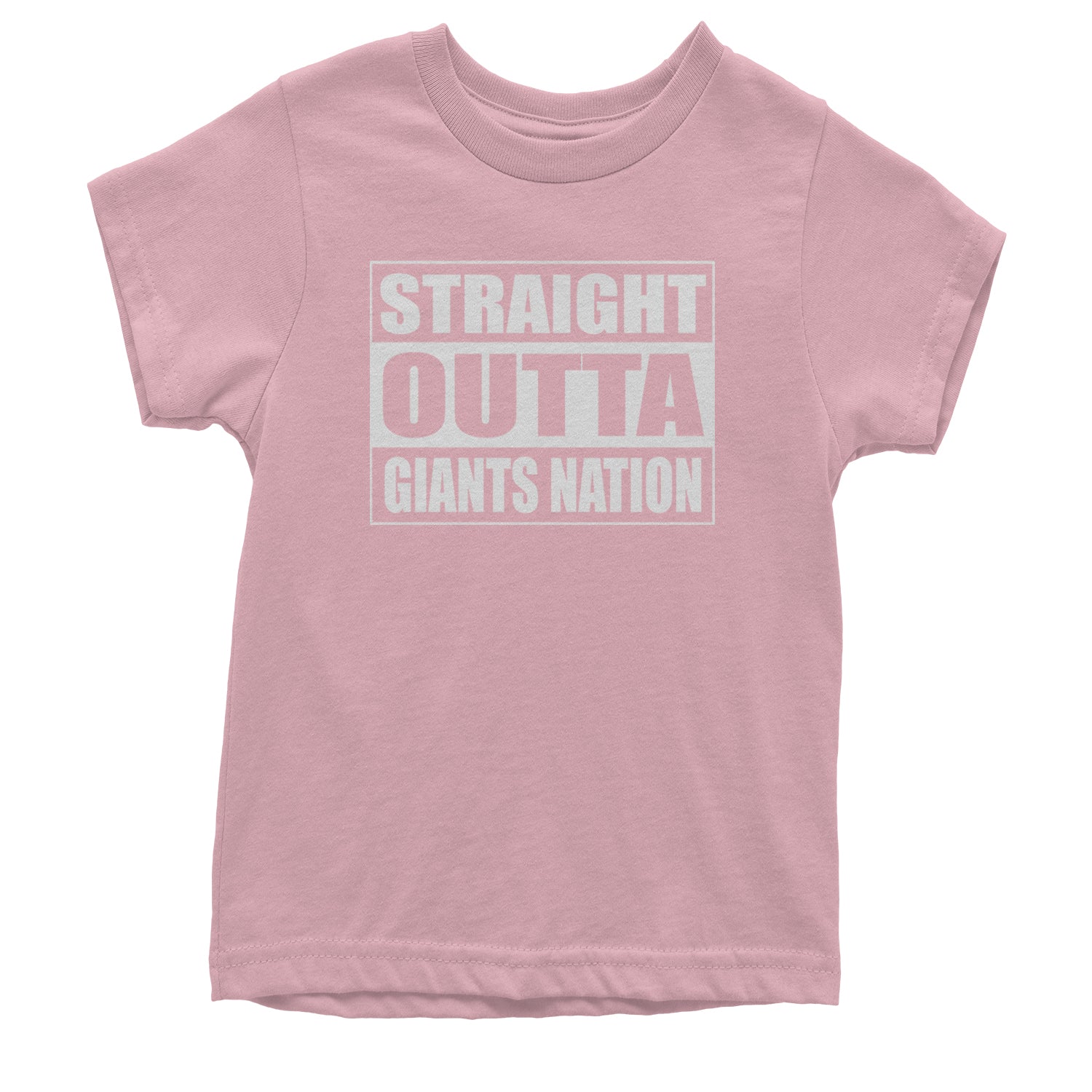 Straight Outta Giants Nation   Youth T-shirt Light Pink