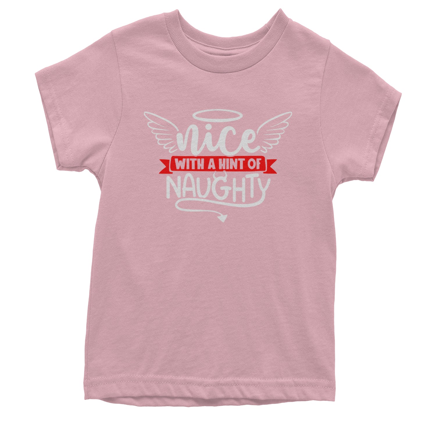 Nice with a Hint of Naughty Christmas Youth T-shirt Light Pink