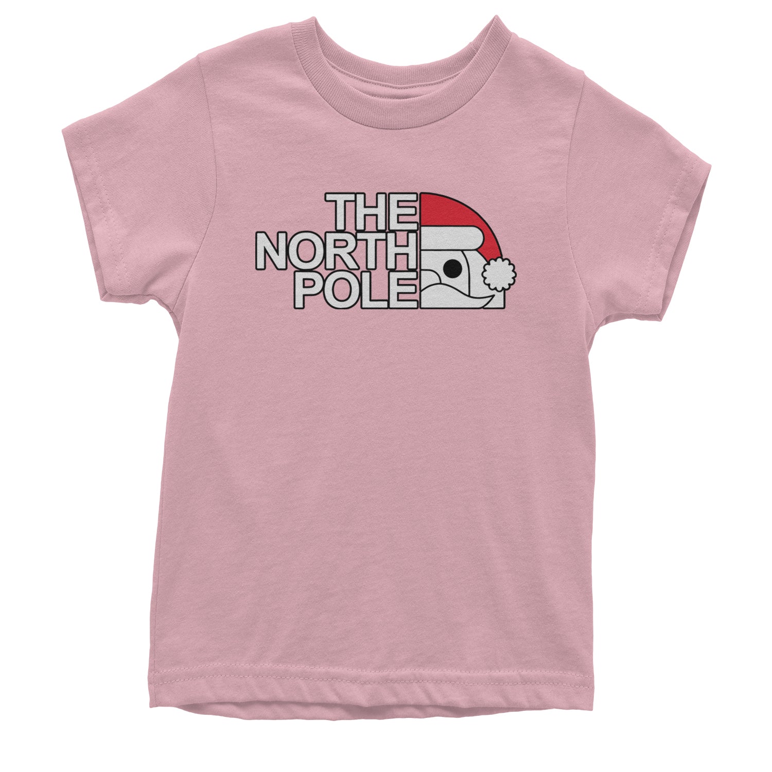 The North Pole Santa Face Youth T-shirt Light Pink