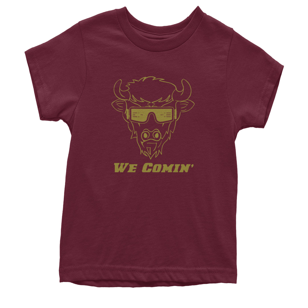 We Coming Coach Prime Colorado Youth T-shirt Maroon