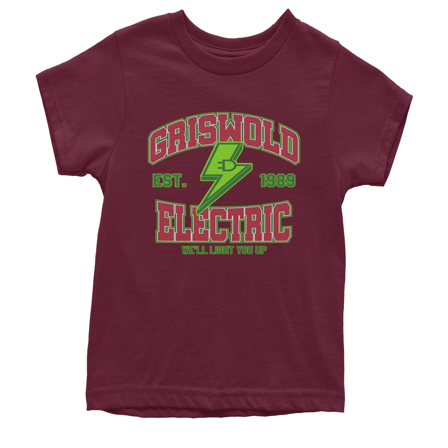 Griswold Electric We'll Light You Up Youth T-shirt Maroon