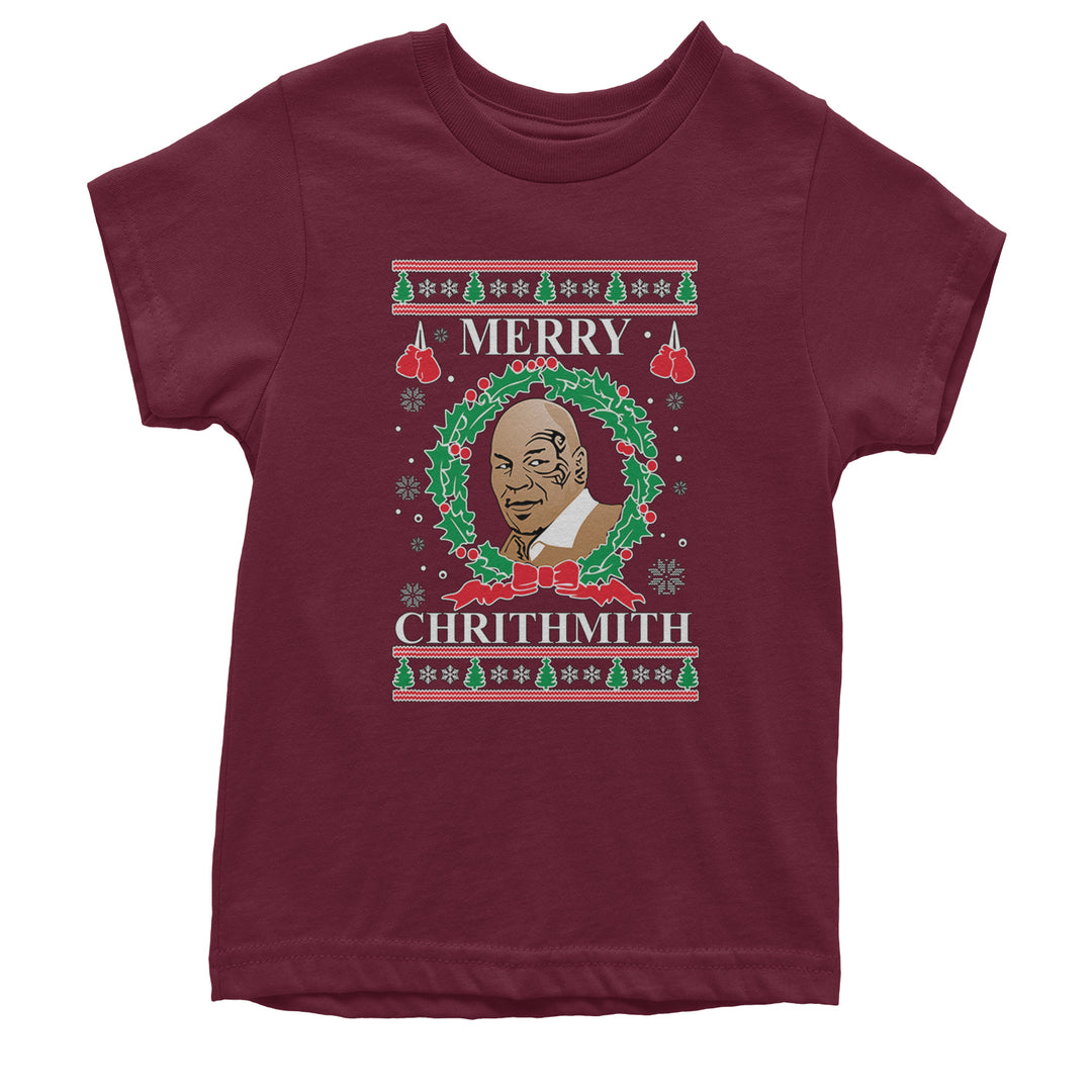 Merry Chrithmith Ugly Christmas Youth T-shirt Maroon