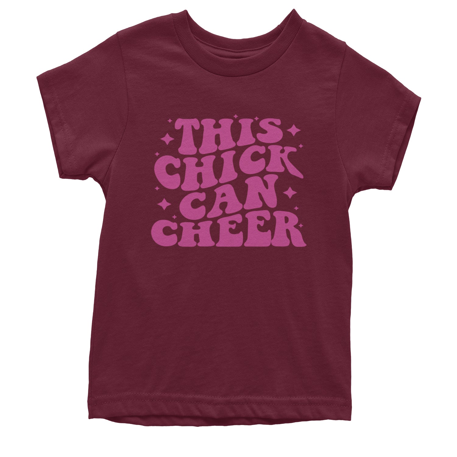 This Chick Can Cheer Youth T-shirt Maroon