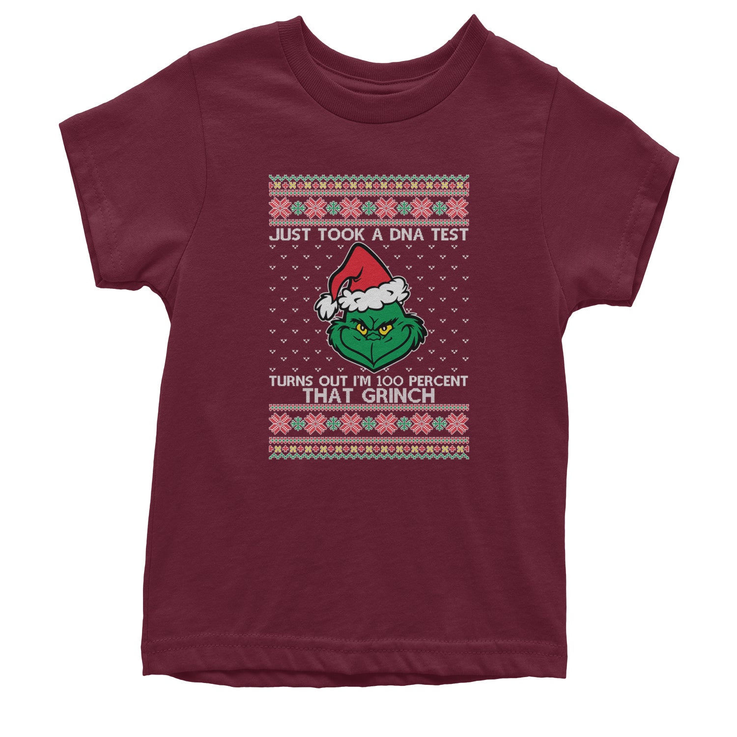 One Hundred Percent That Gr-nch Ugly Christmas Youth T-shirt Maroon