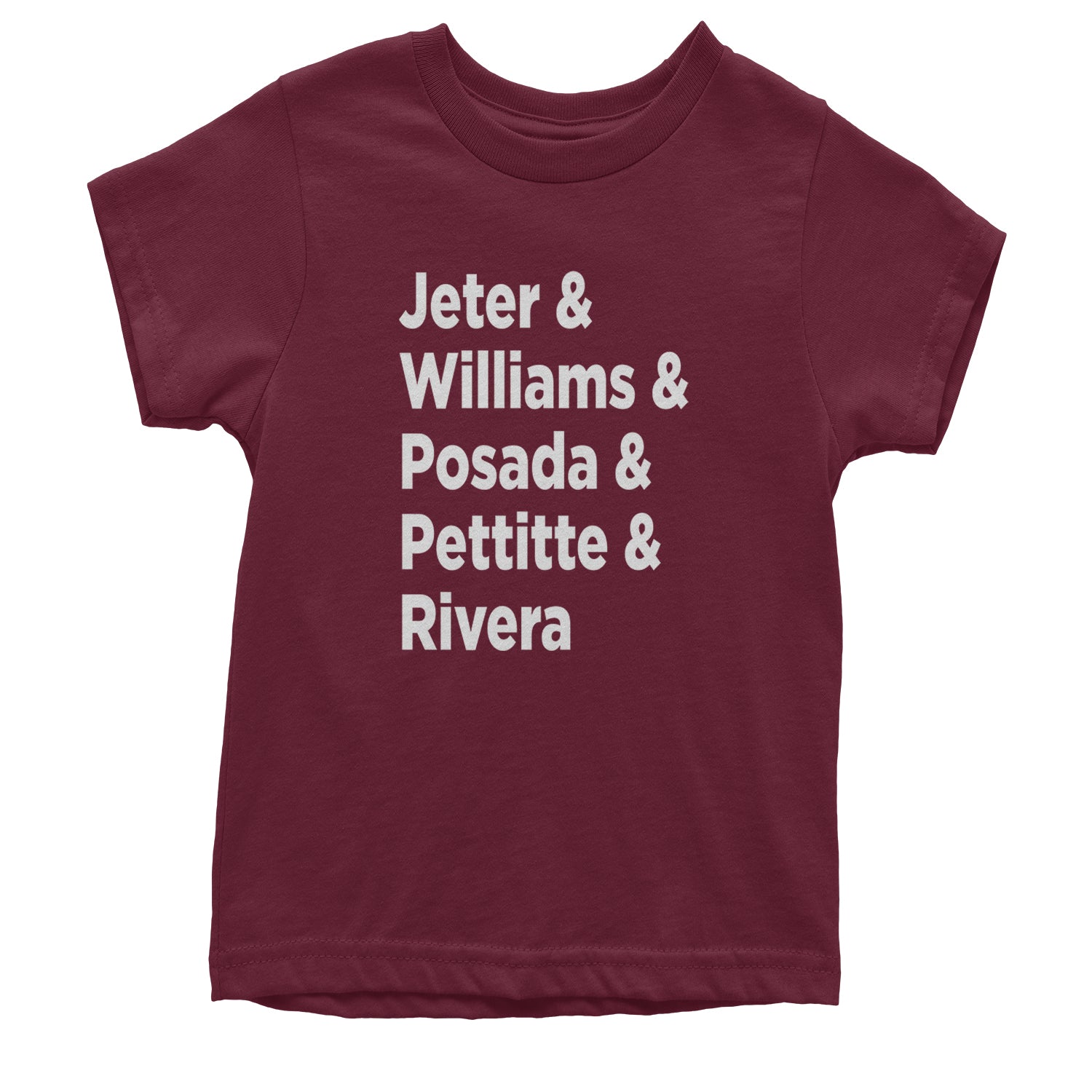 Jeter & Williams & Posada & Pettitte & Rivera Youth T-shirt Maroon