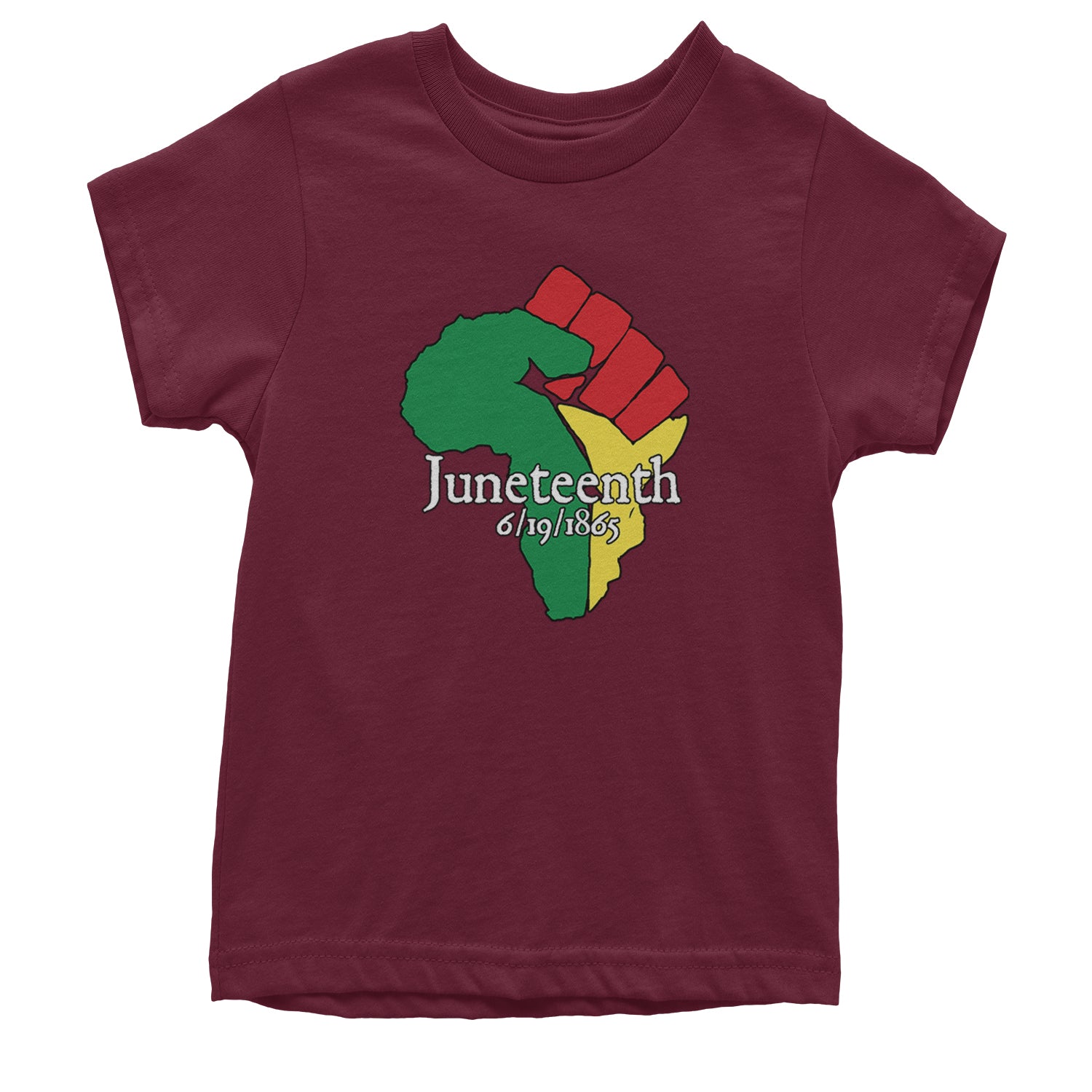 Juneteenth Raised Fist Africa Celebrate Emancipation Day Youth T-shirt Maroon