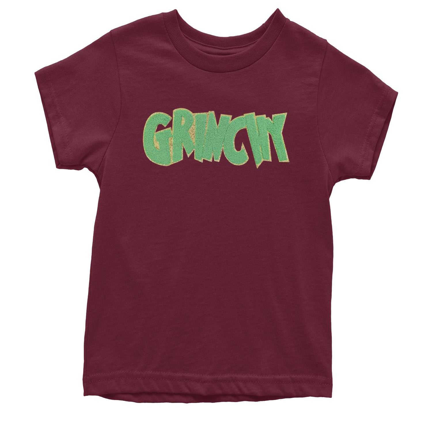 Green Gr-nchy Chenille Patch Youth T-shirt Maroon