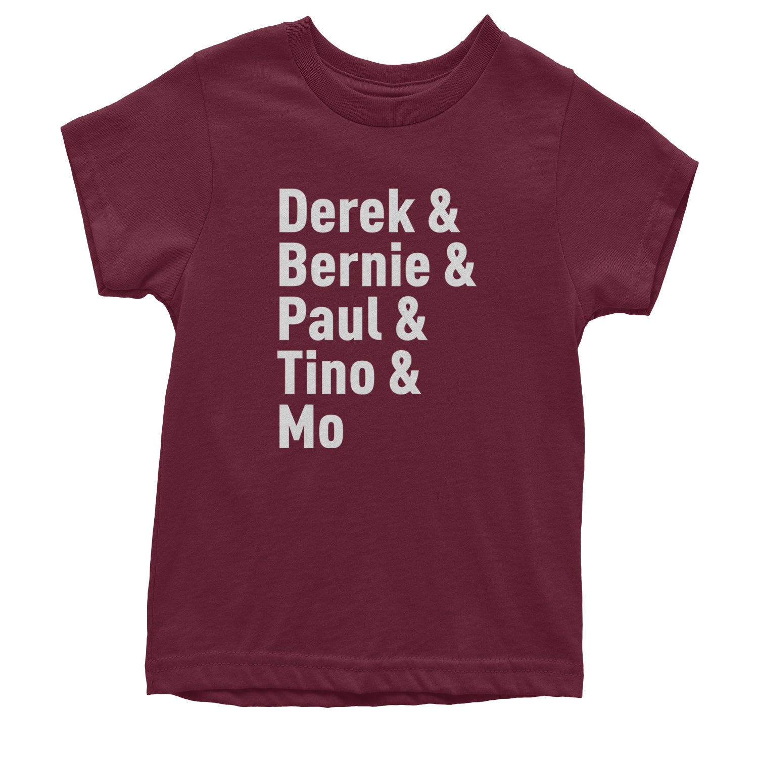 Derek & Bernie & Paul & Tino & Mo Youth T-shirt Maroon