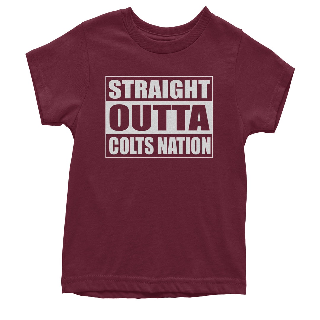 Straight Outta Colts Nation Football  Youth T-shirt Maroon