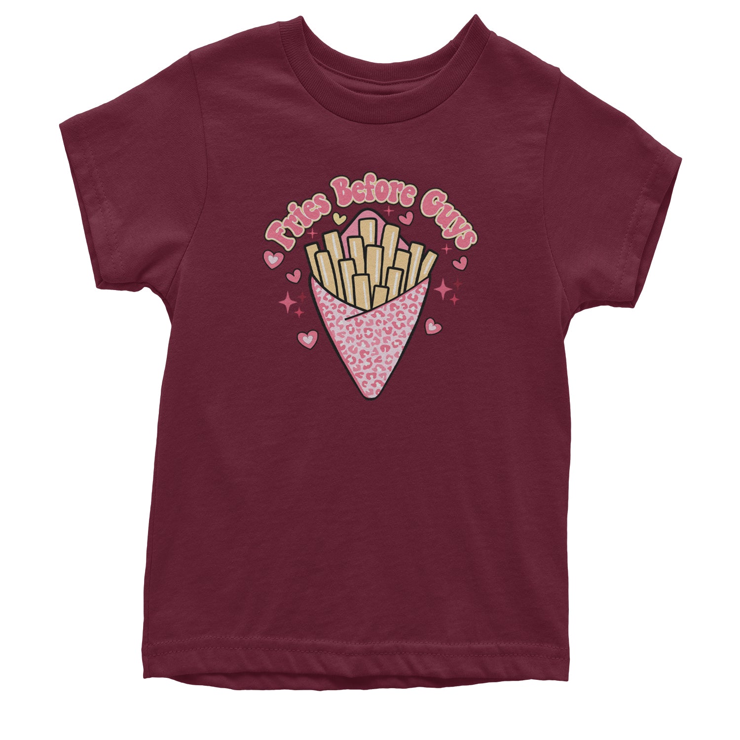 Fries Before Guys Youth T-shirt Maroon