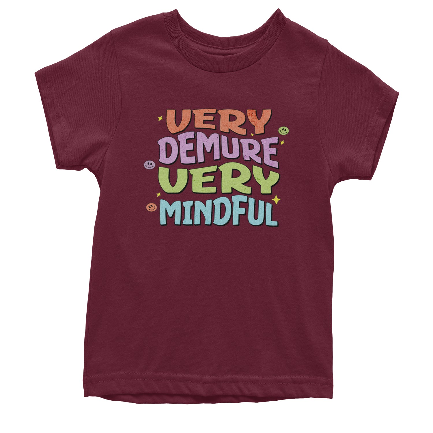 Very Demure, Very Mindful Youth T-shirt Maroon