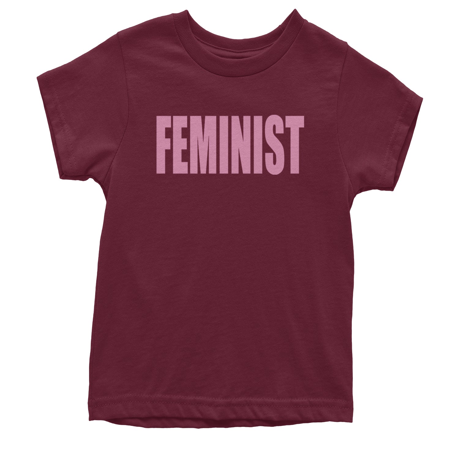 Feminist (Pink Print) Youth T-shirt Maroon