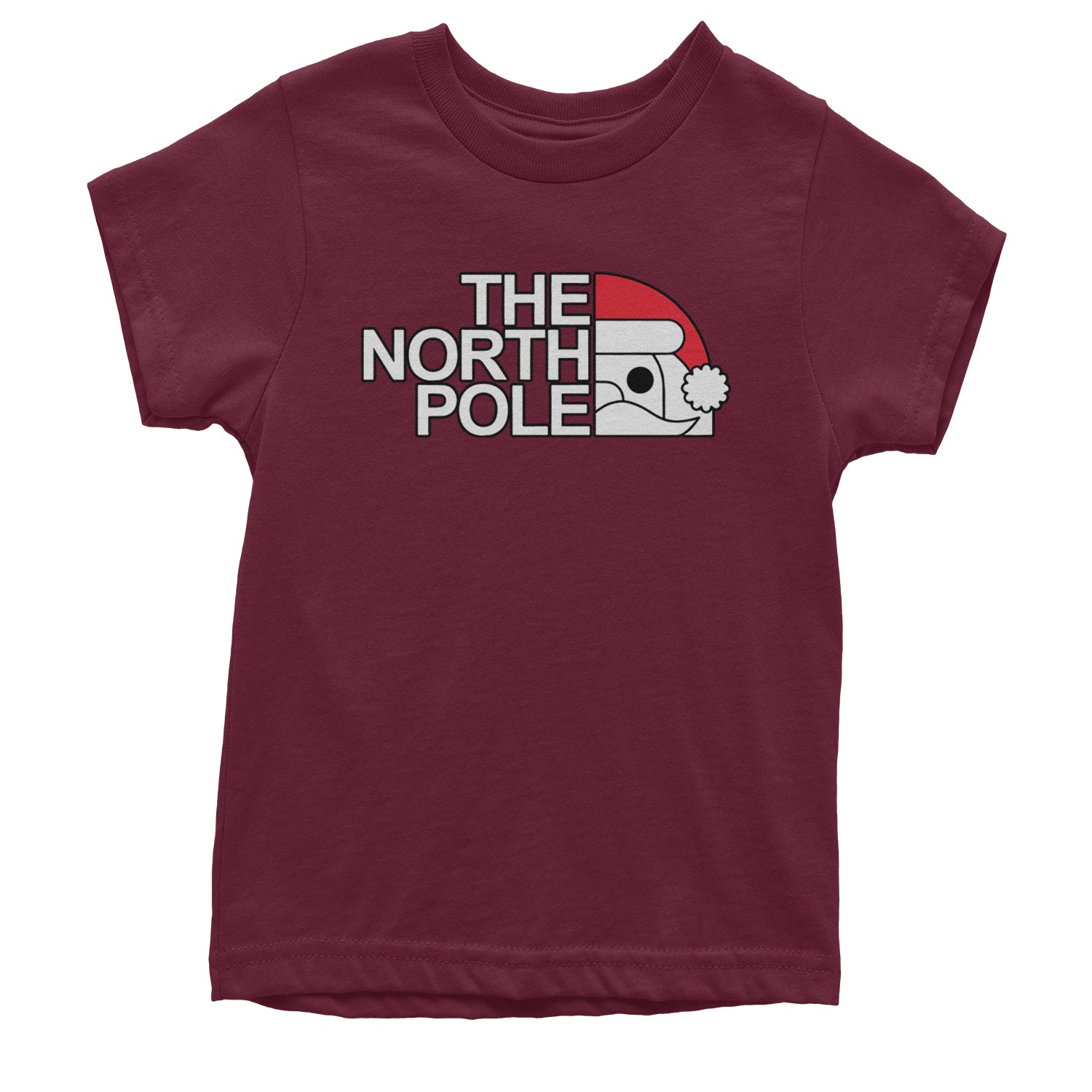 The North Pole Santa Face Youth T-shirt Maroon