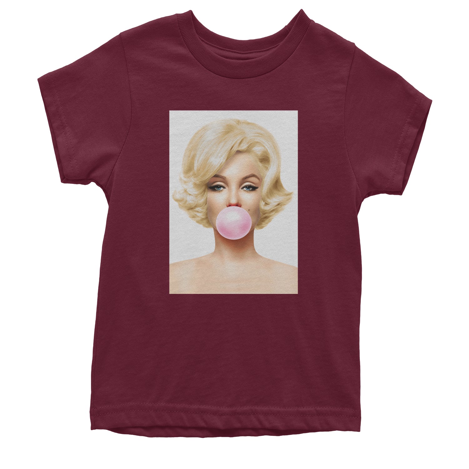 Ms. Monroe Pink Bubble Gum American Icon Youth T-shirt Maroon