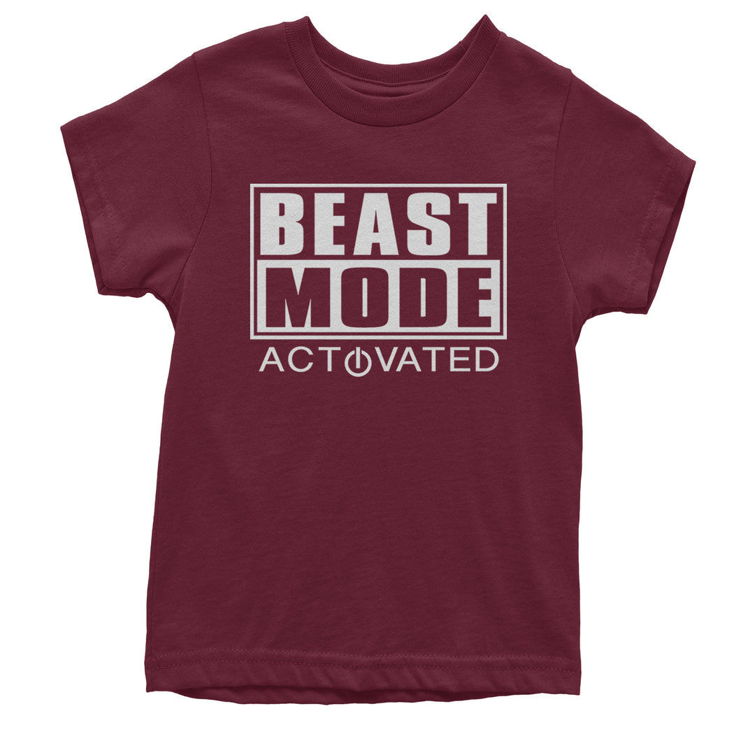 Activated Beast Mode Workout Gym Clothing Youth T-shirt Maroon