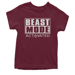 Activated Beast Mode Workout Gym Clothing Youth T-shirt Maroon