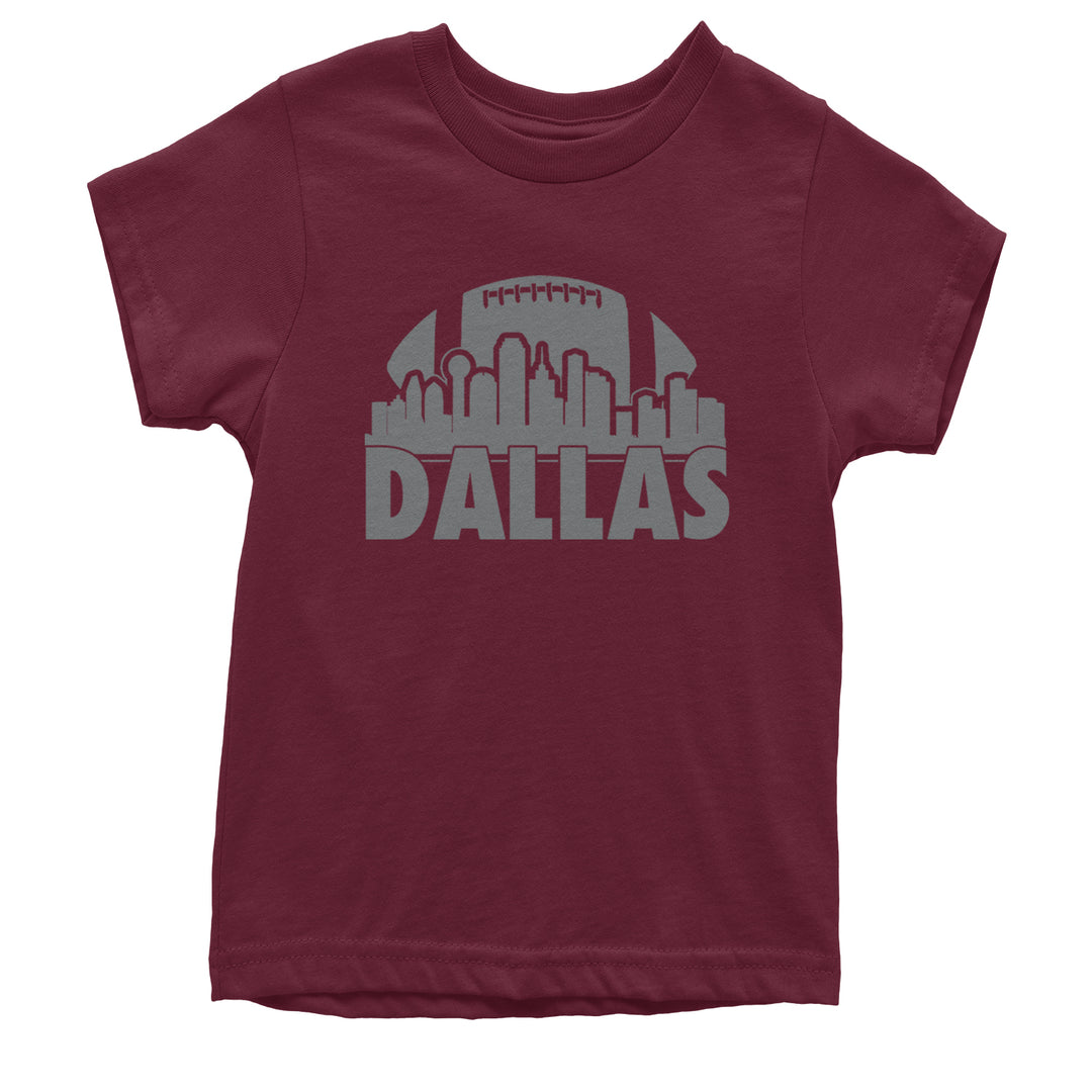 Dallas Texas Skyline Youth T-shirt Maroon