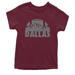 Dallas Texas Skyline Youth T-shirt Maroon