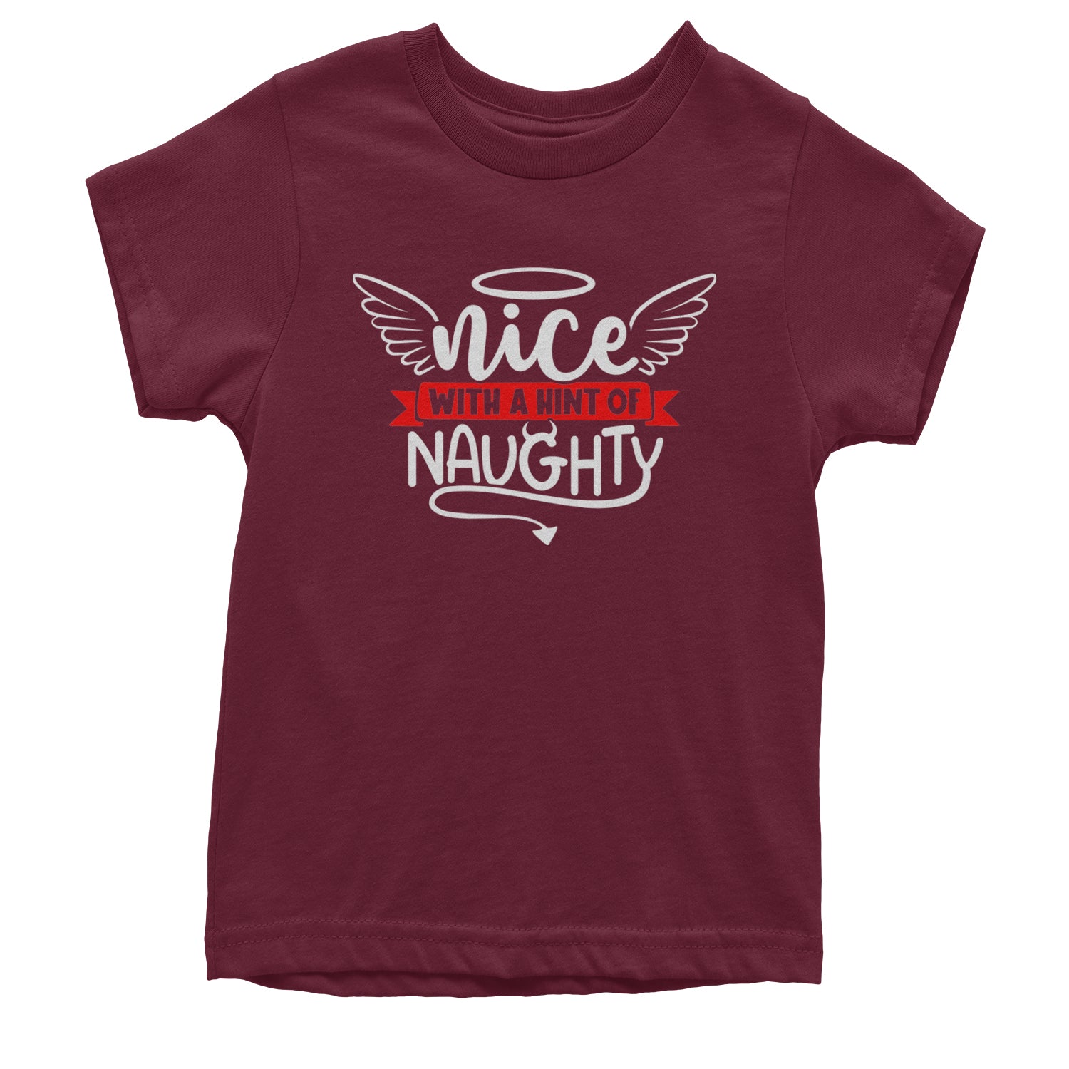 Nice with a Hint of Naughty Christmas Youth T-shirt Maroon