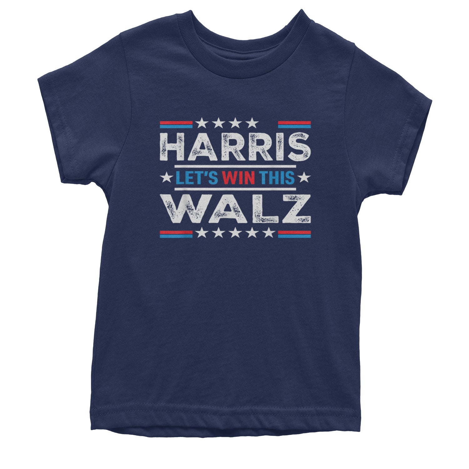 Kamala Harris and Tim Walz For President Youth T-shirt Navy Blue