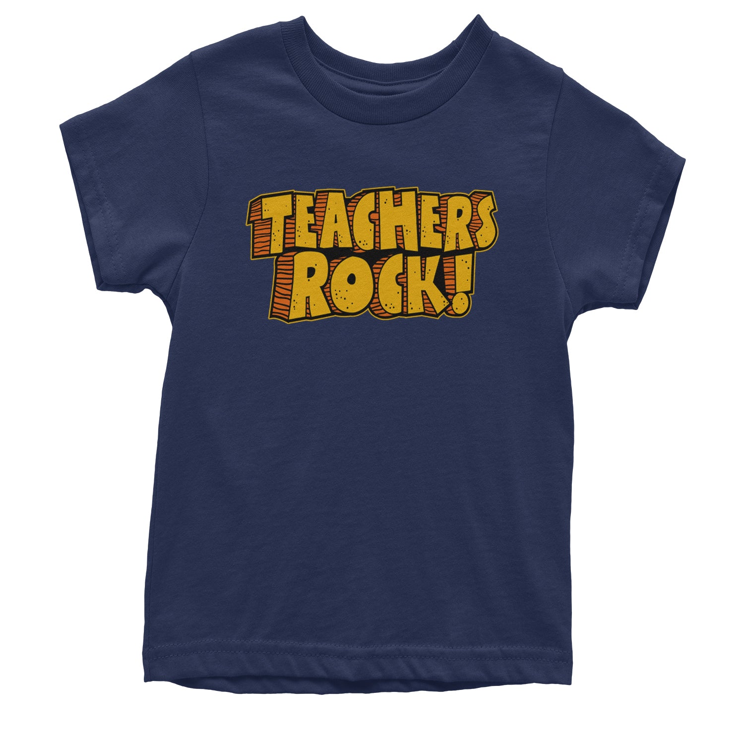 Teachers Rock Retro Youth T-shirt Navy Blue