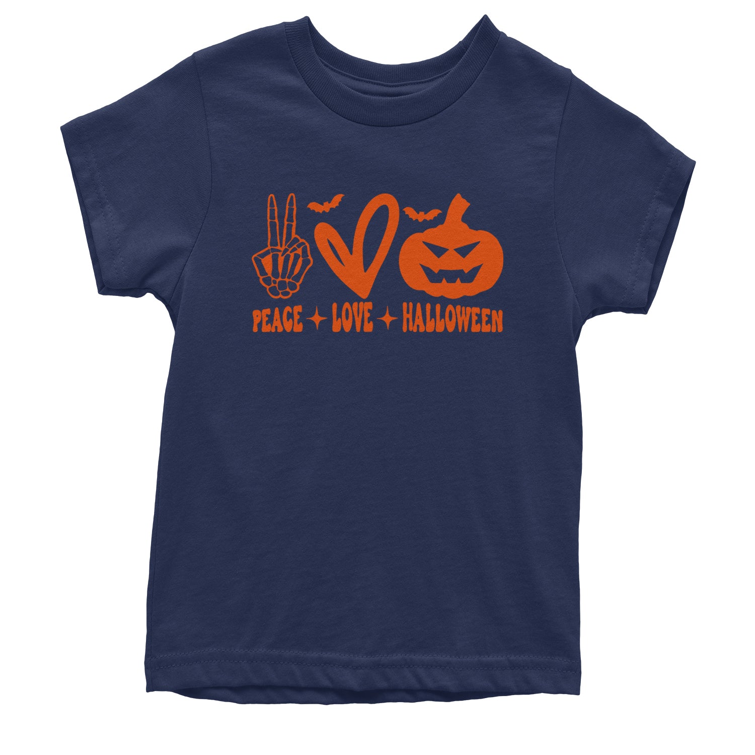 Peace, Love and Halloween Youth T-shirt Navy Blue