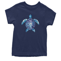 Ocean Aura Tie-Dye Sea Turtle Youth T-shirt Navy Blue