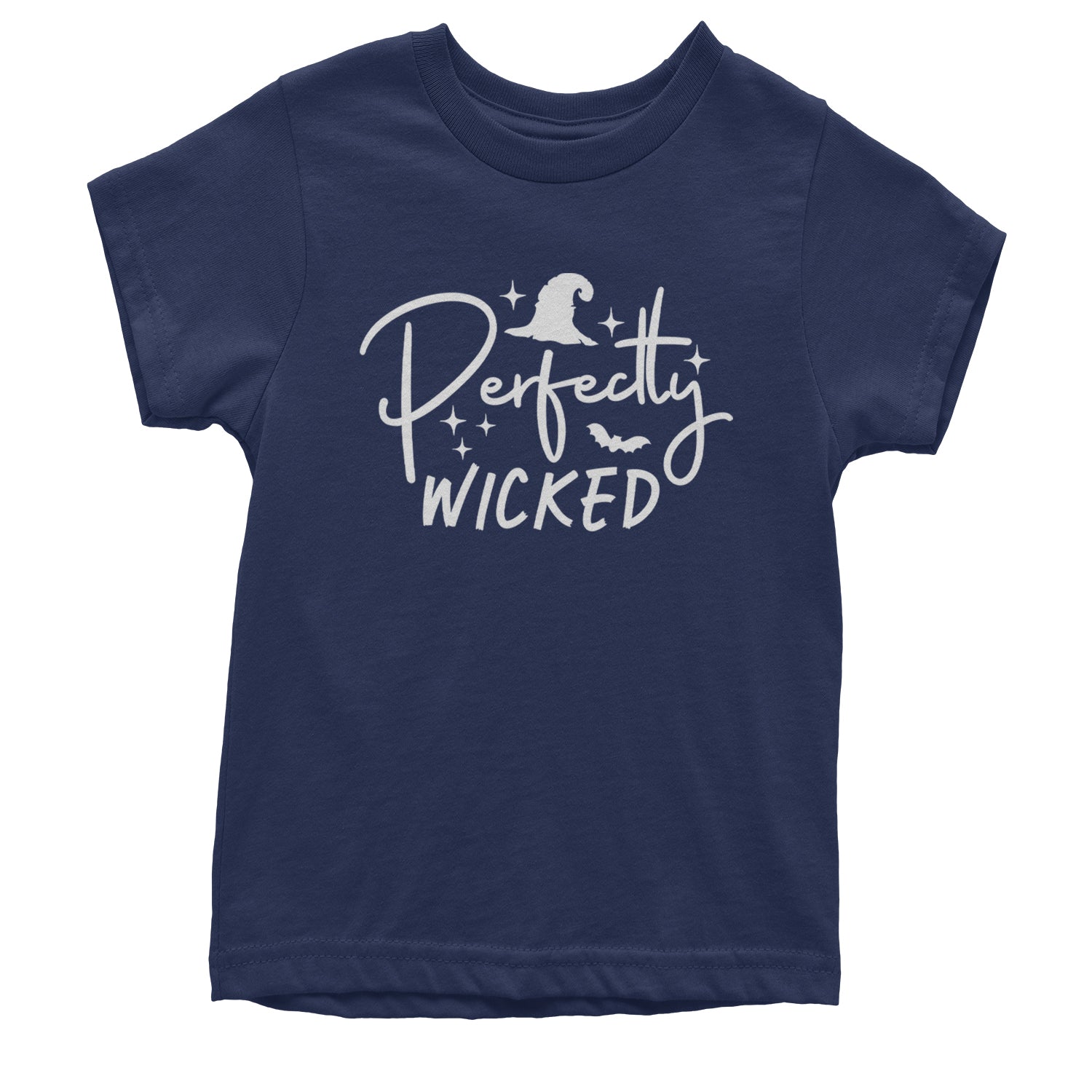 Perfectly Wicked Witchy Halloween Youth T-shirt Navy Blue