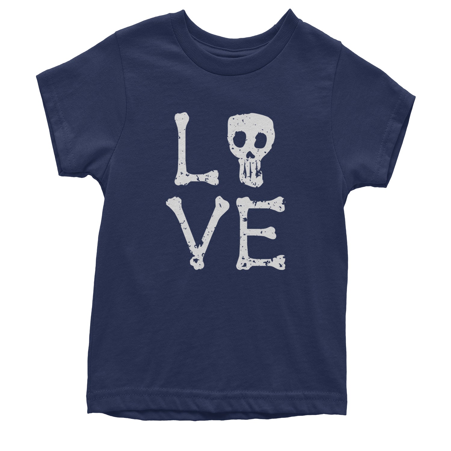 Love Skeleton Bones Youth T-shirt Navy Blue