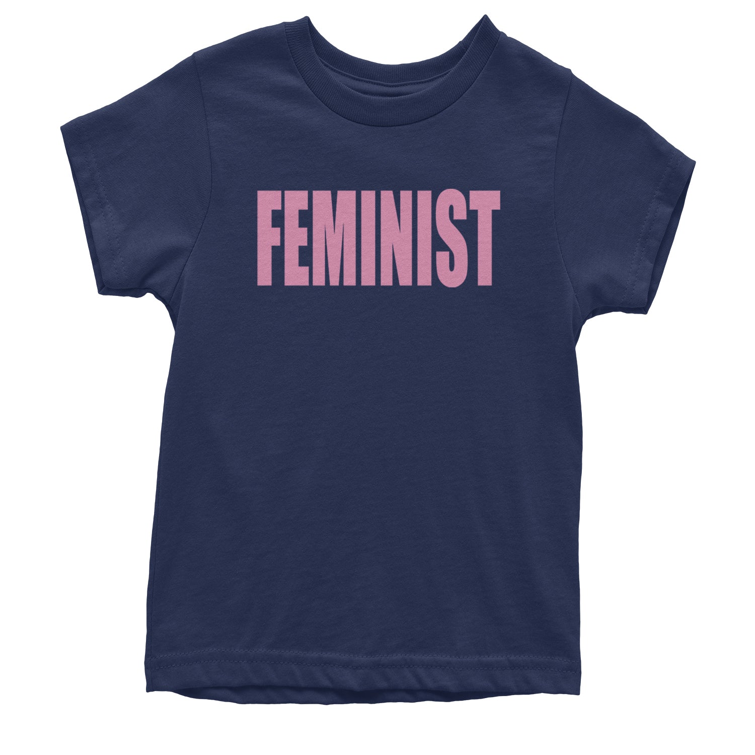 Feminist (Pink Print) Youth T-shirt Navy Blue